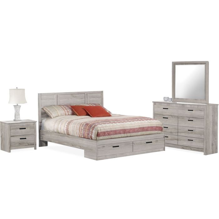 Aurora Oak 6-Piece Queen Storage Bedroom Set - 0630AO6S