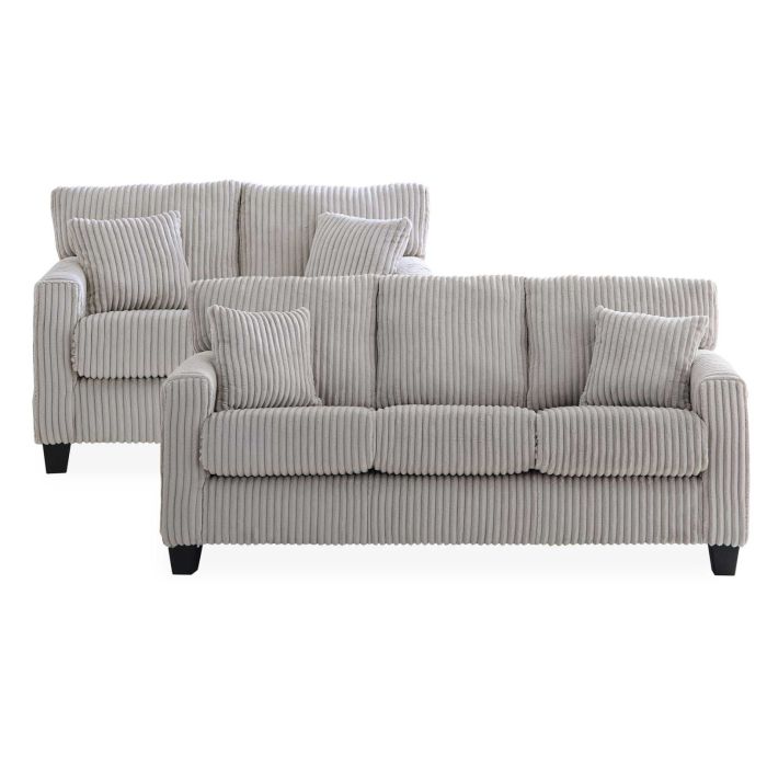 Fluffy Light Gray Sofa & Loveseat - 0350FG20