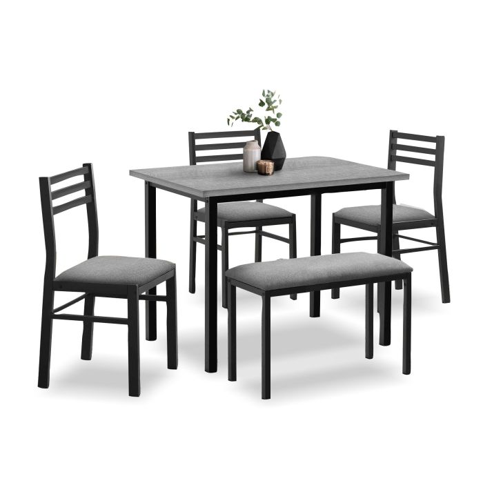 Grey & Black 5-Piece Dinette with Bench - 1037GB50