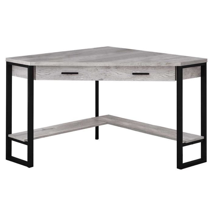 Grey/ Black Metal Corner Computer Desk - 7505GY00