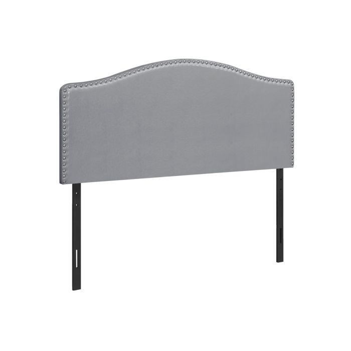 Queen Grey Leather Look Headboard w/ Nailheads - 6011GYQ3