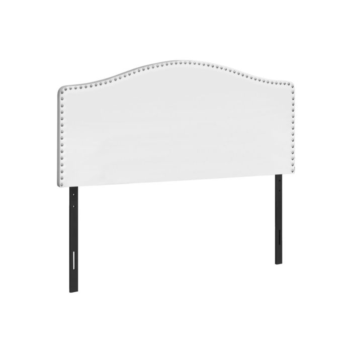 Queen White Leather Look Headboard w/ Nailheads - 6012WHQ3