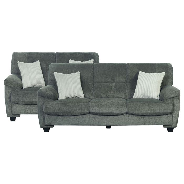 Rosen Pewter Cord Sofa & Loveseat Set - 1070RP20