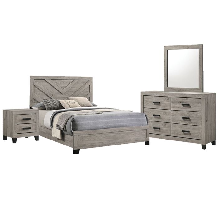 Wesley Light Grey Queen 6-Piece Bedroom Set - 0360LG6Q