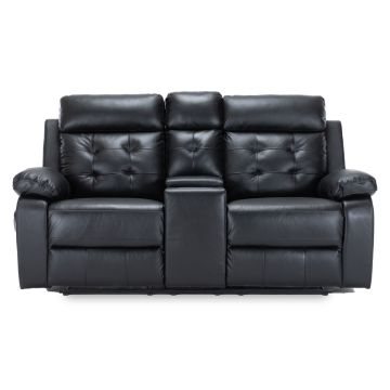 Berkeley Black Leather Match Power Loveseat - 0095BB02