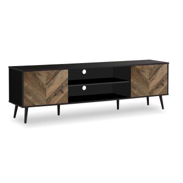 Black with Wood Doors 72" TV Console - 2781BW00