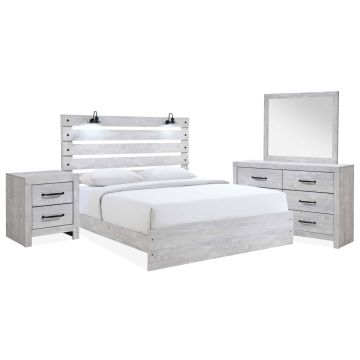 Derby Rustic White 6 Piece King Bedroom Set - 0320BC6K