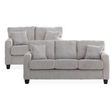 Fluffy Light Gray Sofa & Loveseat - 0350FG20
