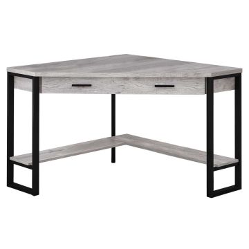 Grey/ Black Metal Corner Computer Desk - 7505GY00