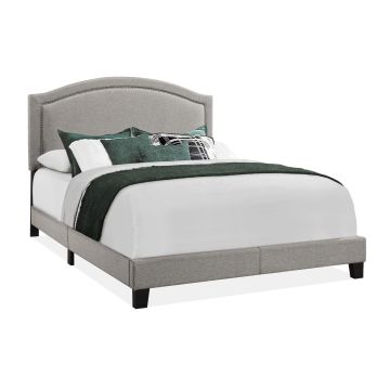 Grey Nailhead Queen Bed - 5936GY3Q