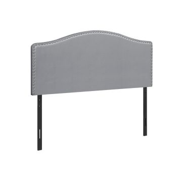 Queen Grey Leather Look Headboard w/ Nailheads - 6011GYQ3